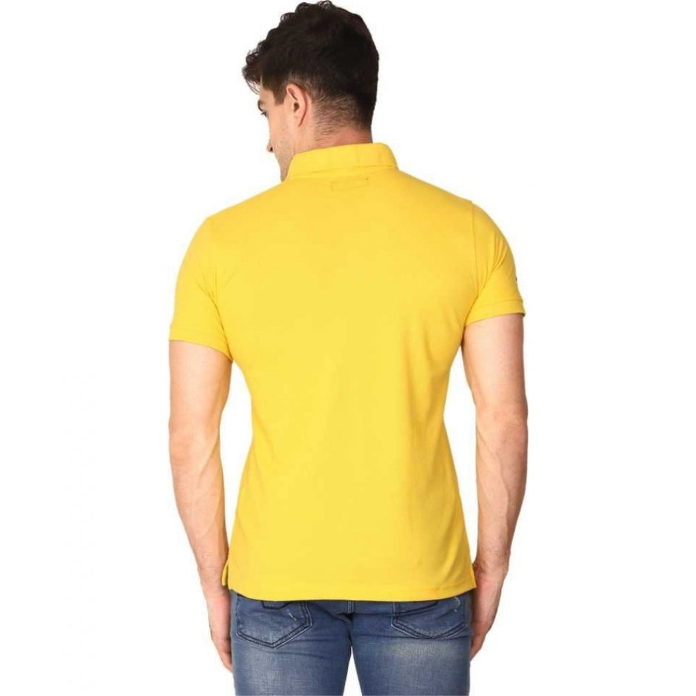 Amfyn Men's Half Sleeve Polo Collar Cotton T Shirt (Yellow)