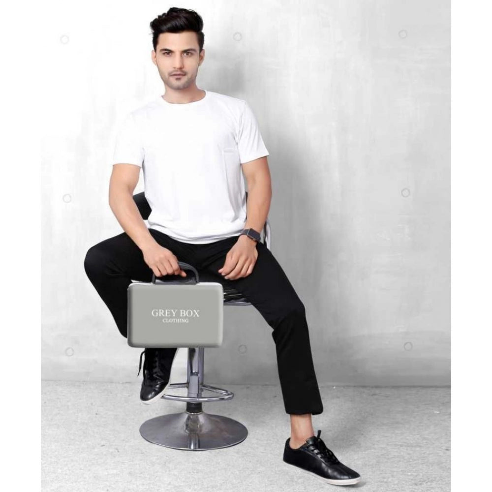 Amfyn Men's Half Sleeve Round Neck Polyester T Shirt (White)