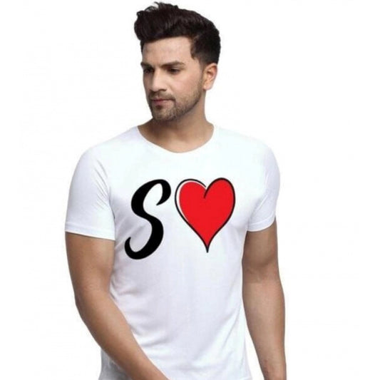 Amfyn Men's Half Sleeve Round Neck Polyester T Shirt (White)