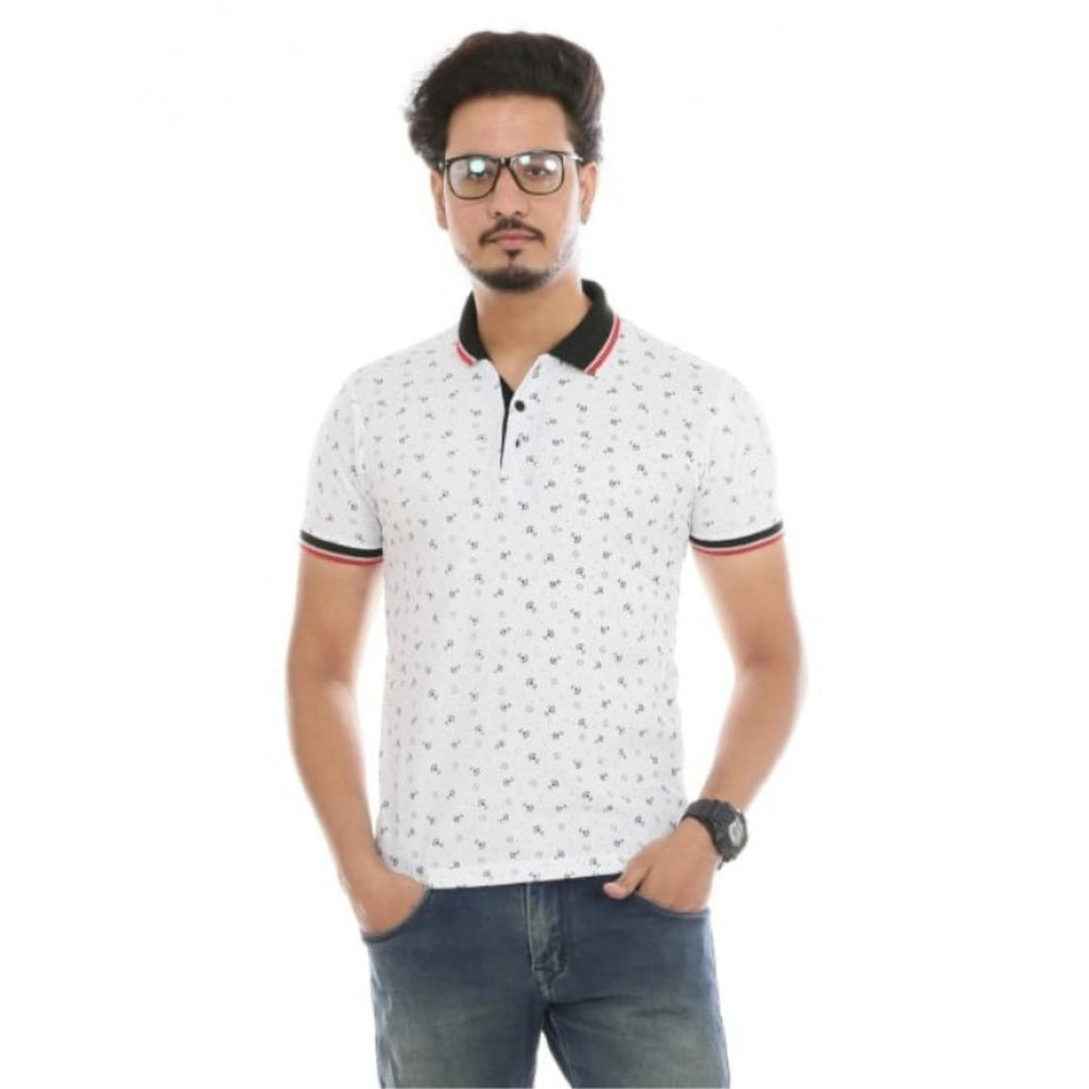 Amfyn Men's Half Sleeve Polo Collar Matte T Shirt (White)