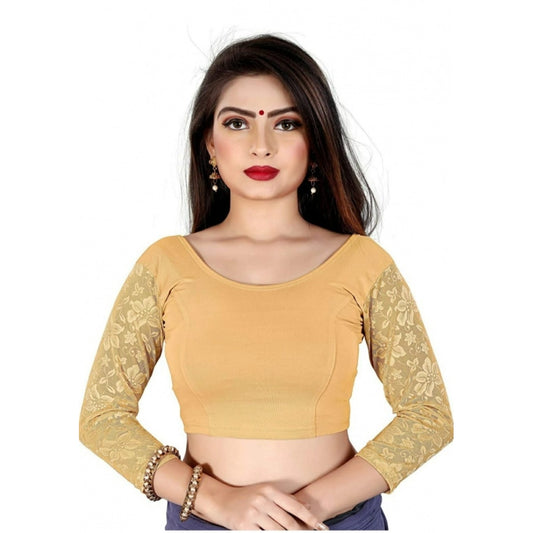 Amfyn Women's 3/4 th Sleeve Cotton Lycra Readymade Blouse (Skin, Free Size)