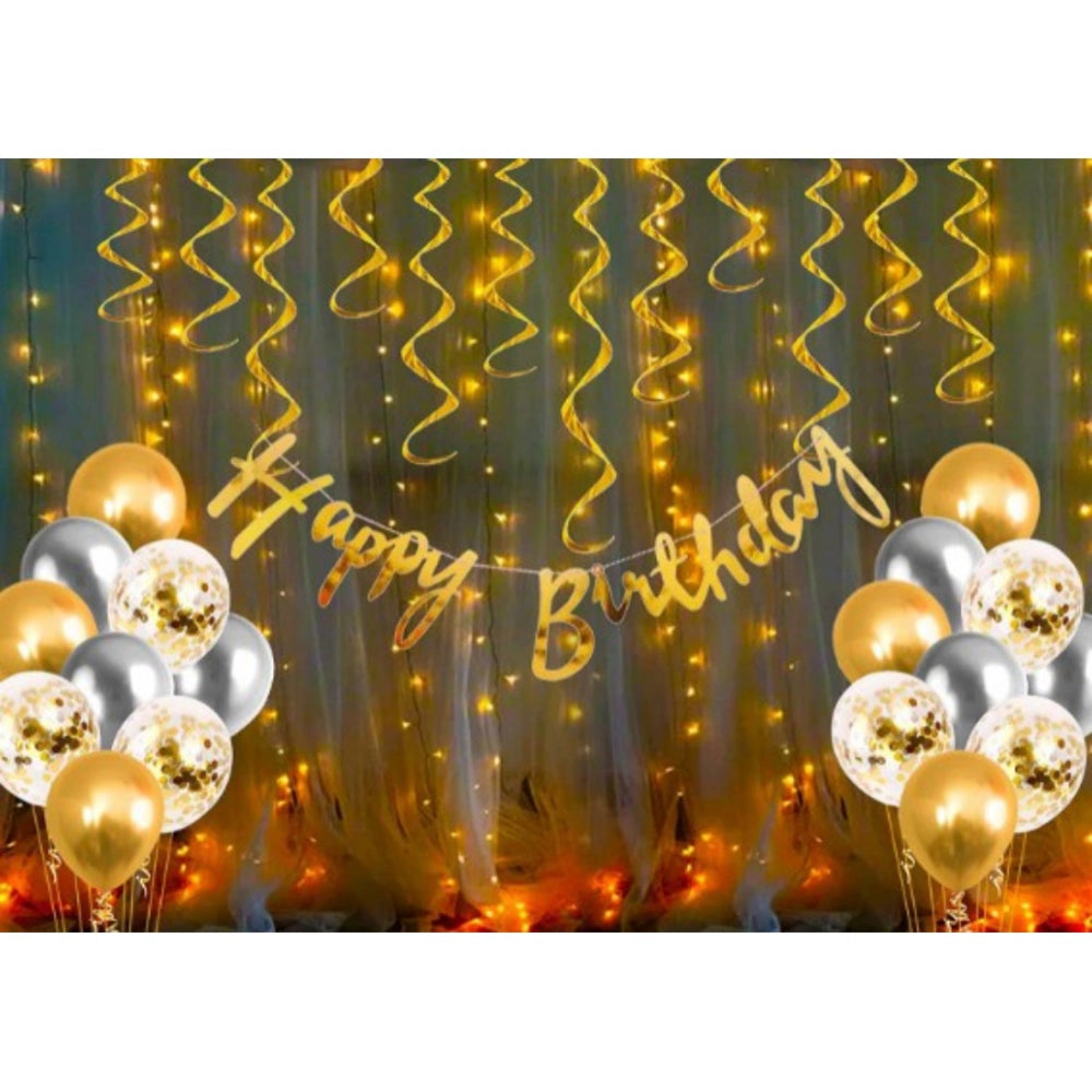Amfyn Happy Birthday Decoration Kit Combo With Fairy Led Light (Multicolor)