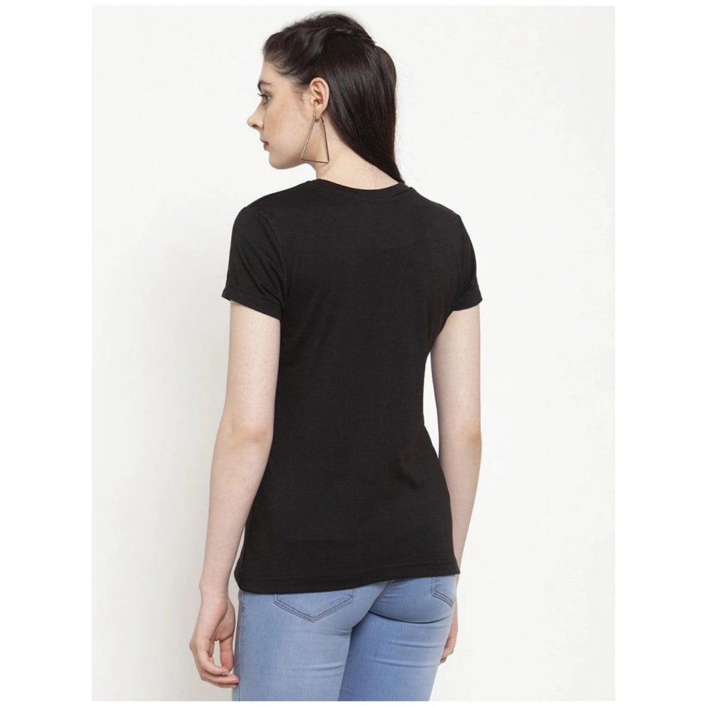 Amfyn Women's Cotton Blend Karma Printed T-Shirt (Black)