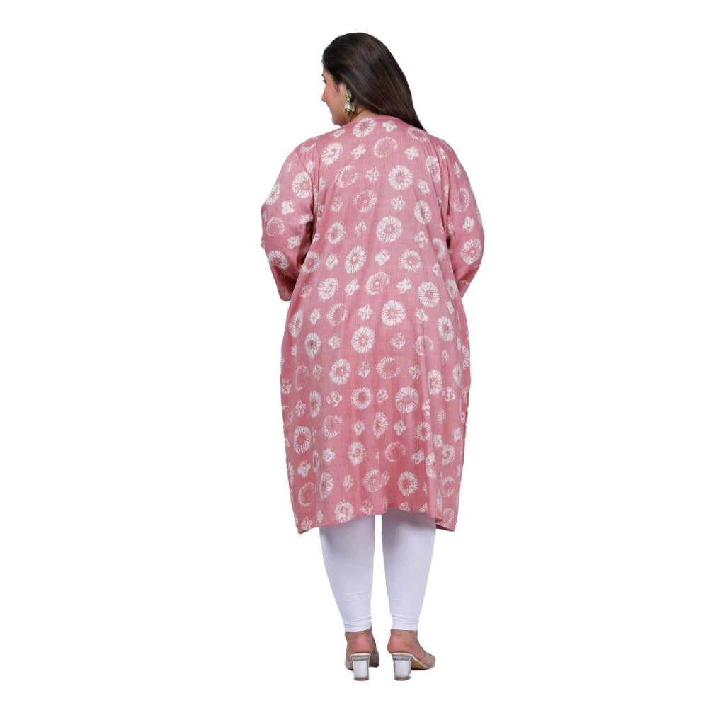Amfyn Women's Office wear Golden Foil Capsule A-Line Kurti (Pink)
