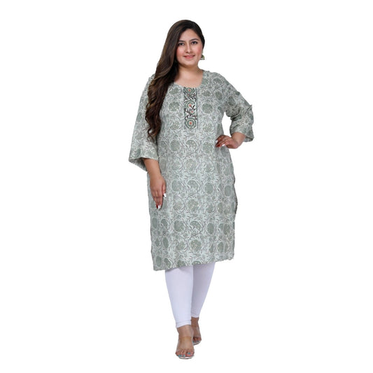 Amfyn Women's Office wear Golden Foil Capsule Straight Kurti (Green)