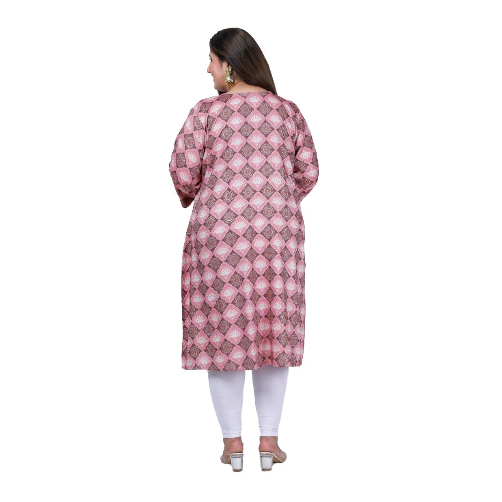 Amfyn Women's Office wear Golden Foil Capsule A-Line Kurti (Pink)
