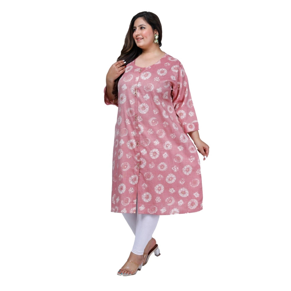 Amfyn Women's Office wear Golden Foil Capsule A-Line Kurti (Pink)