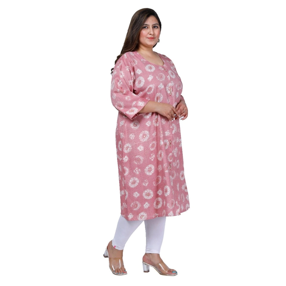Amfyn Women's Office wear Golden Foil Capsule A-Line Kurti (Pink)