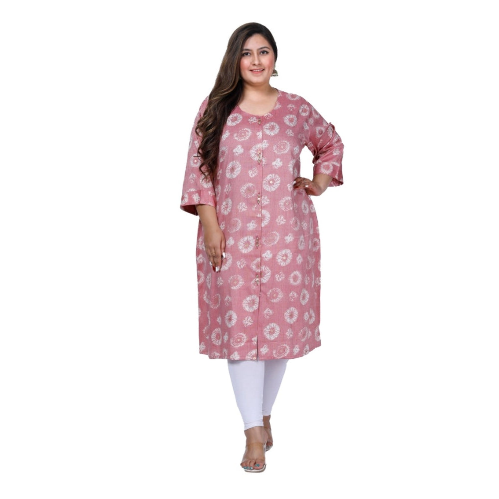 Amfyn Women's Office wear Golden Foil Capsule A-Line Kurti (Pink)
