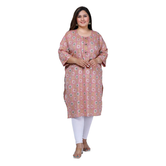 Amfyn Women's Office wear Golden Foil Capsule Straight Kurti (Pink)