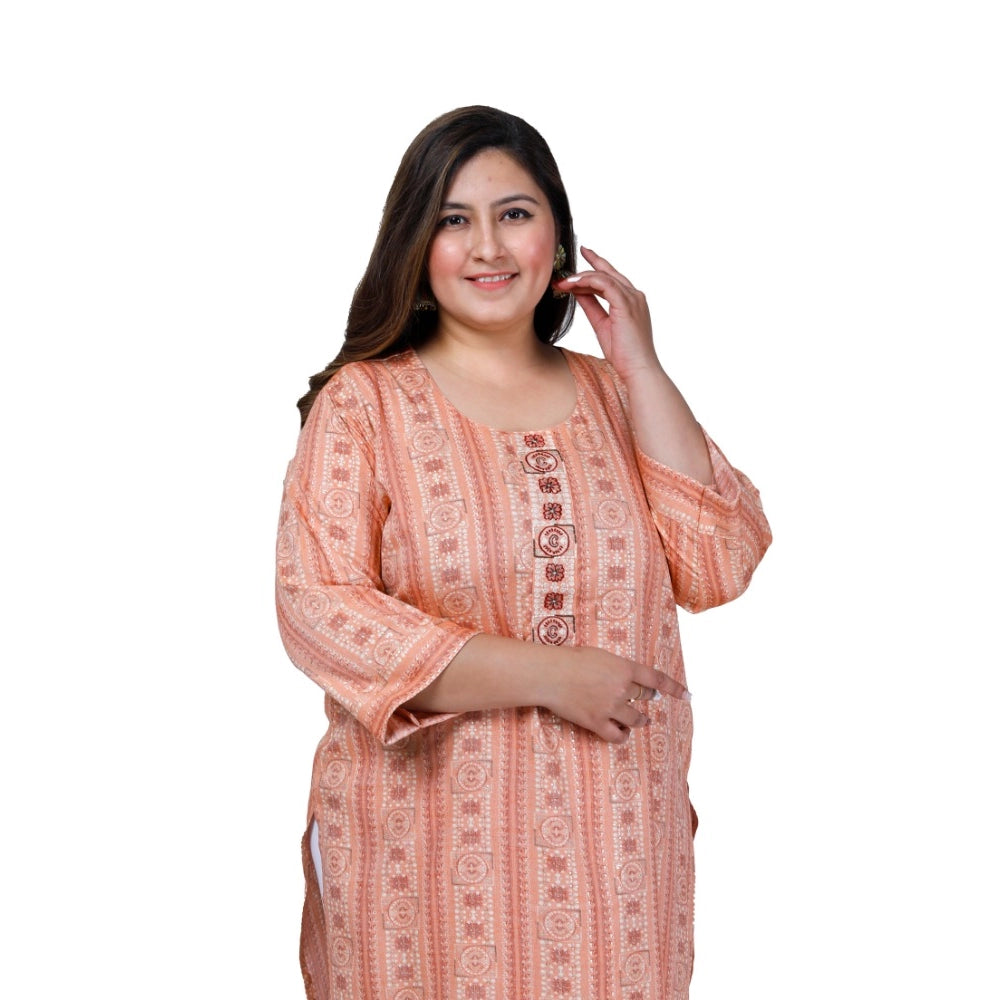 Amfyn Women's Office wear Golden Foil Capsule Straight Kurti (Orange)