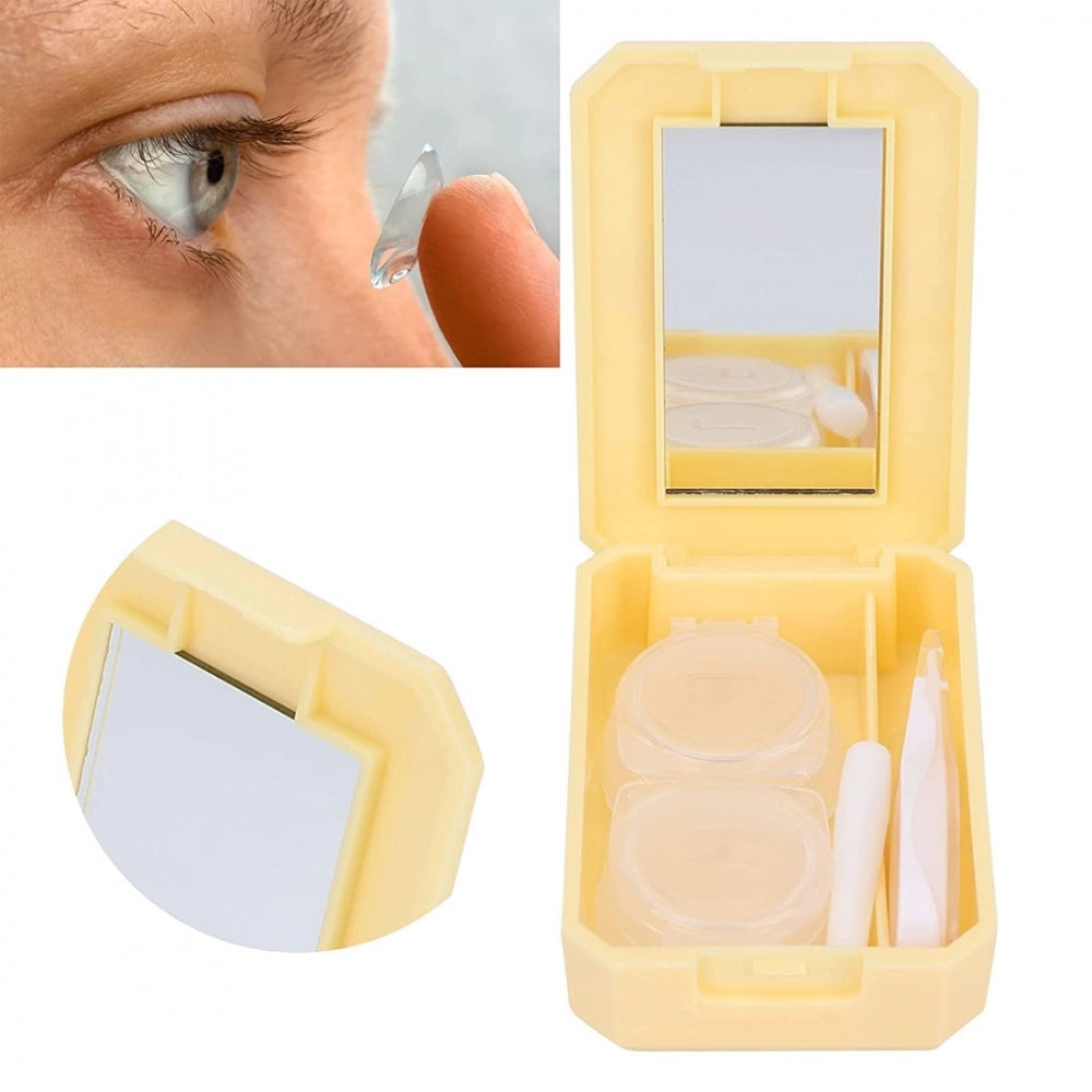 Amfyn Pack Of_2 Container Soak Storage Kit, Practical Contact Lens Box with Mirror for Travel for Home for Business Trip (Assorted)