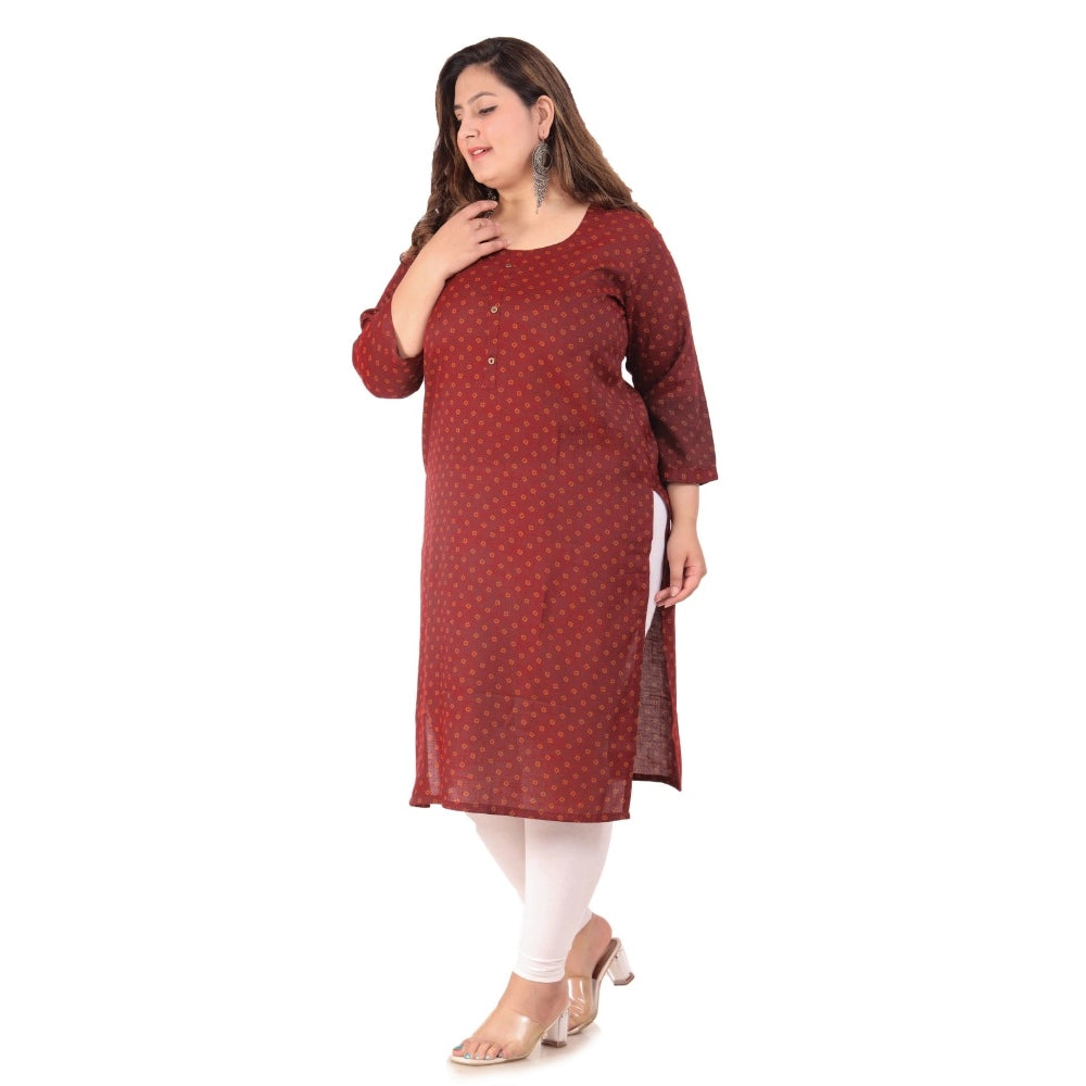 Amfyn Women's Office wear Bandhni Printed Capsule Straight Kurti (Maroon)
