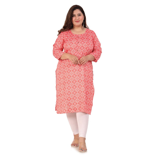 Amfyn Women's Office wear Designer Printed Capsule Straight Kurti (Pink)