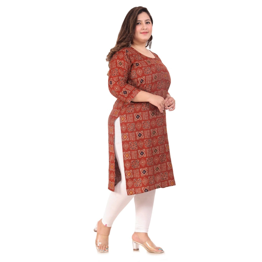Amfyn Women's Office wear Designer Printed Capsule Straight Kurti (Maroon)