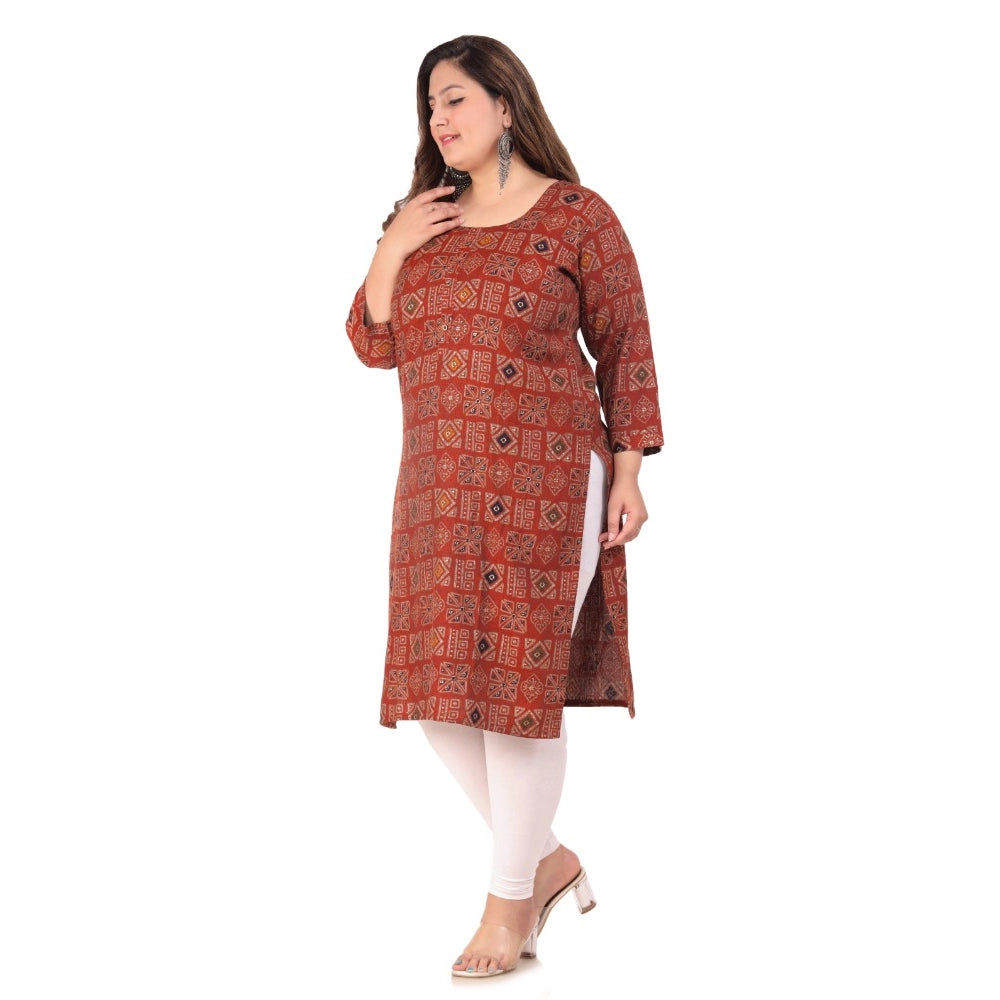 Amfyn Women's Office wear Designer Printed Capsule Straight Kurti (Maroon)