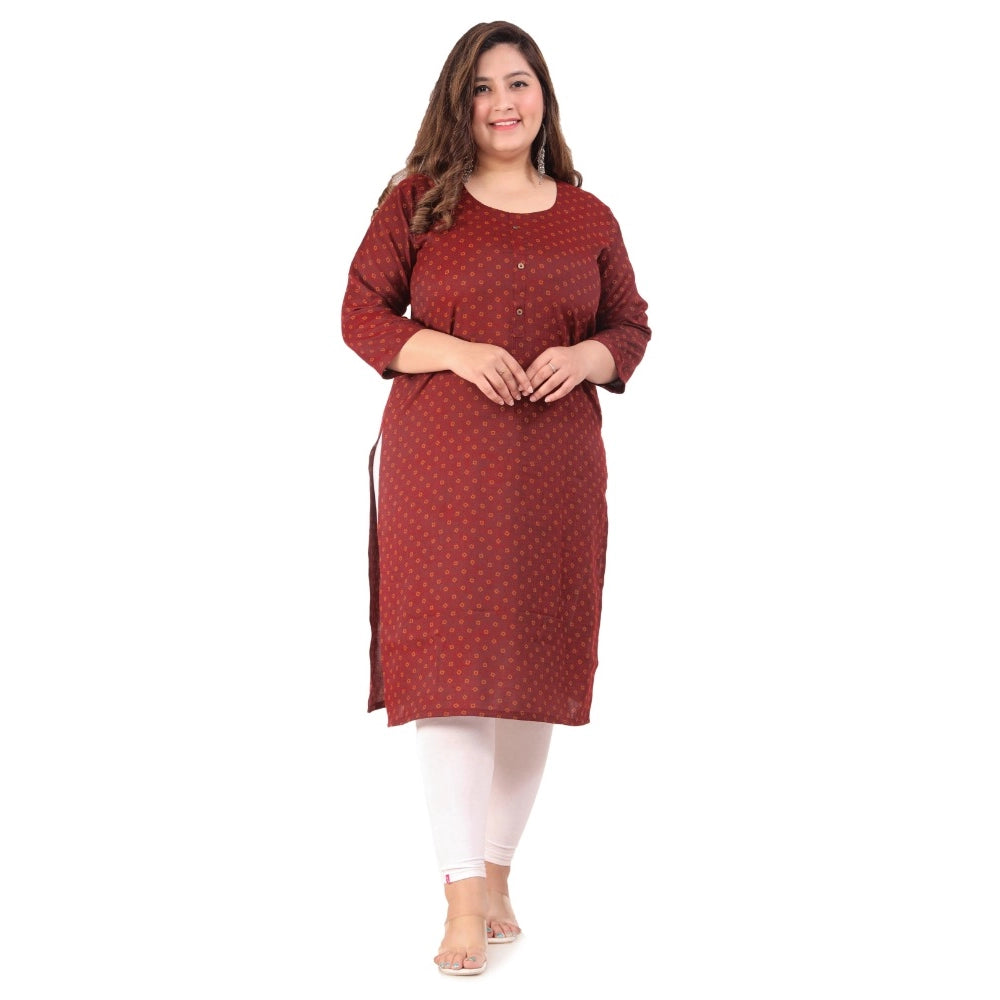Amfyn Women's Office wear Bandhni Printed Capsule Straight Kurti (Maroon)
