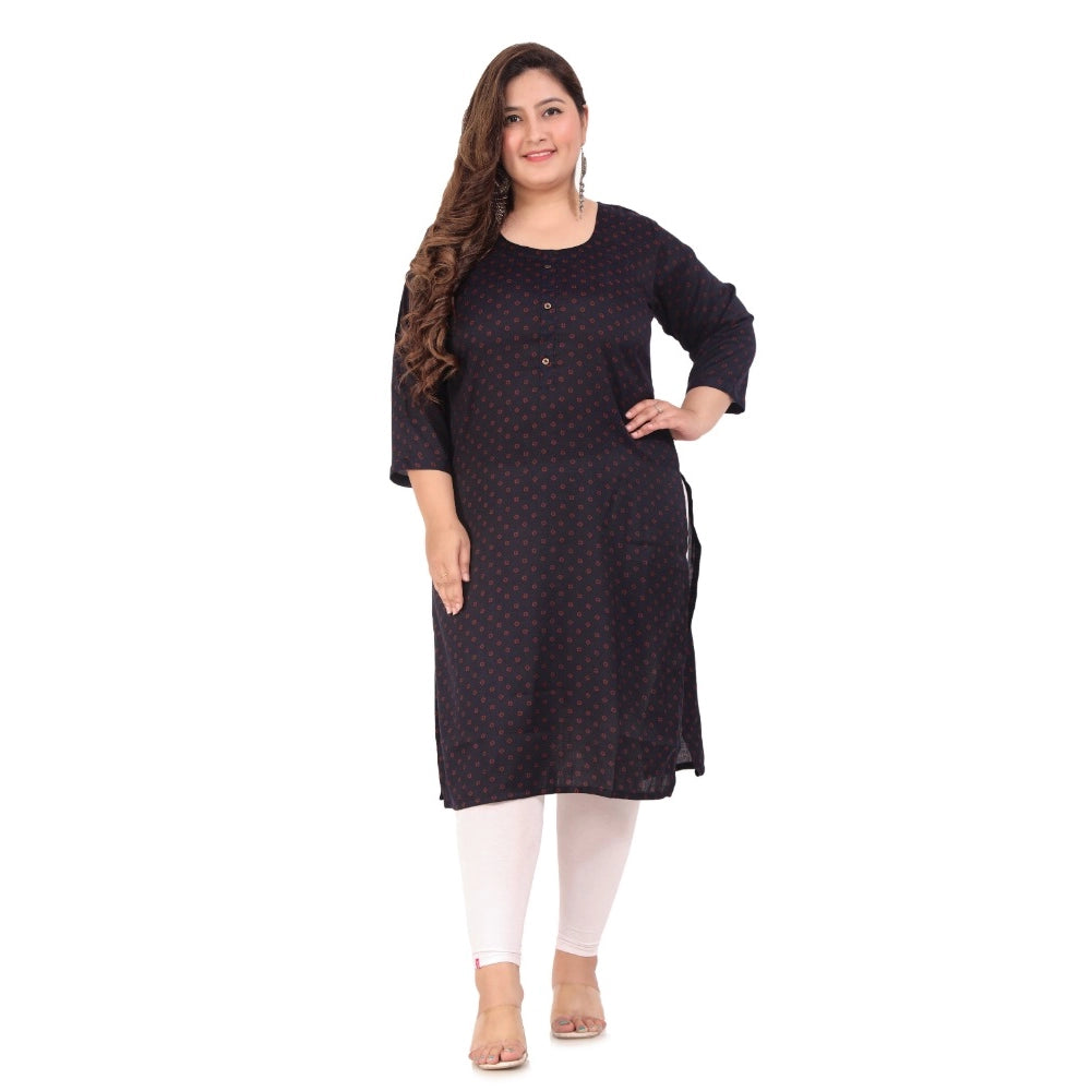 Amfyn Women's Office wear Bandhini Printed Capsule Straight Kurti (Navy Blue)