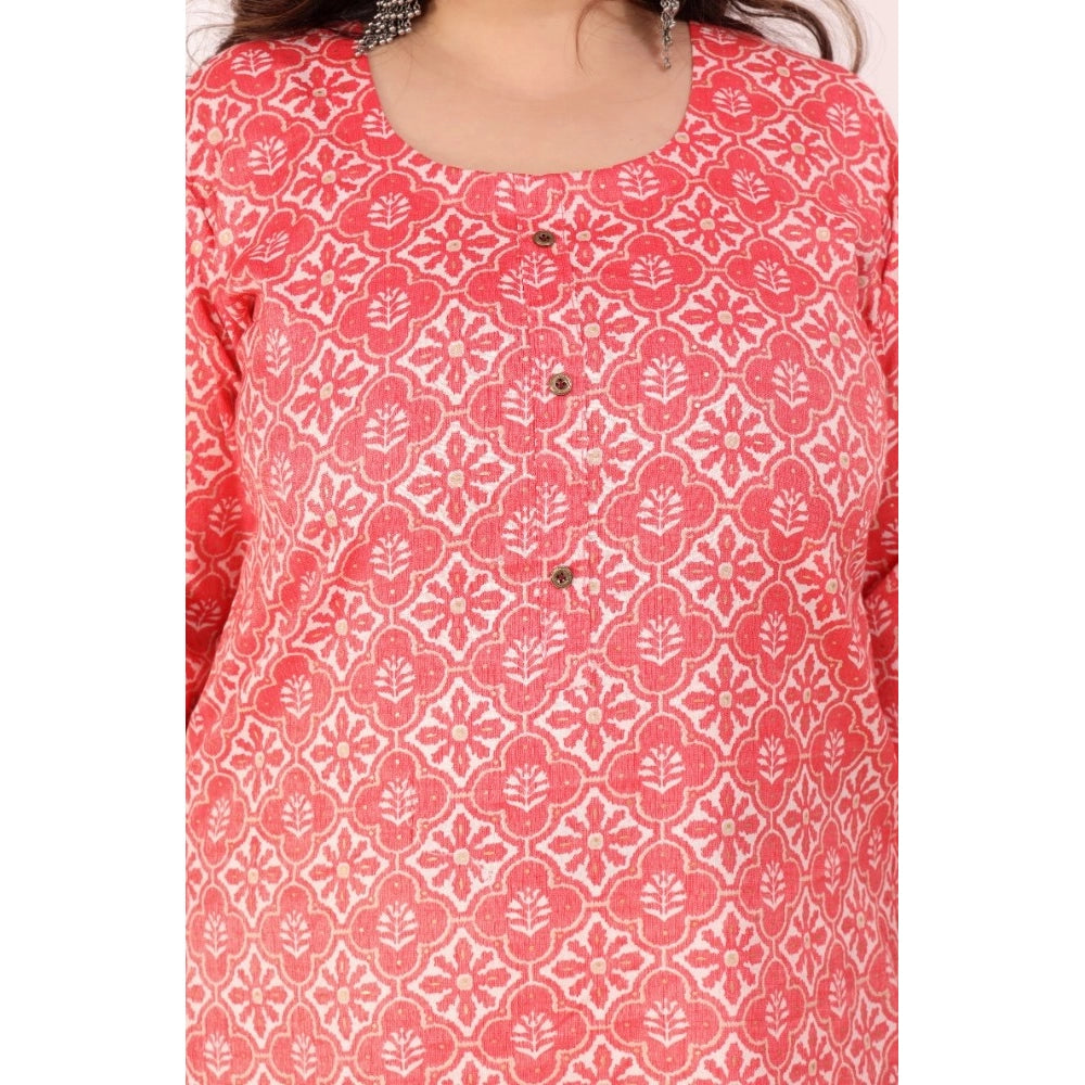 Amfyn Women's Office wear Designer Printed Capsule Straight Kurti (Pink)