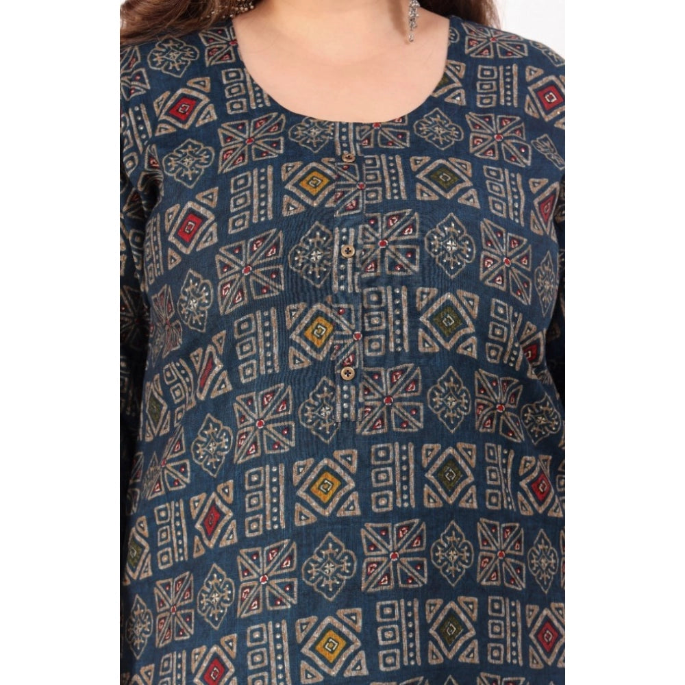 Amfyn Women's Office wear Designer Printed Capsule Straight Kurti (Dark Green)