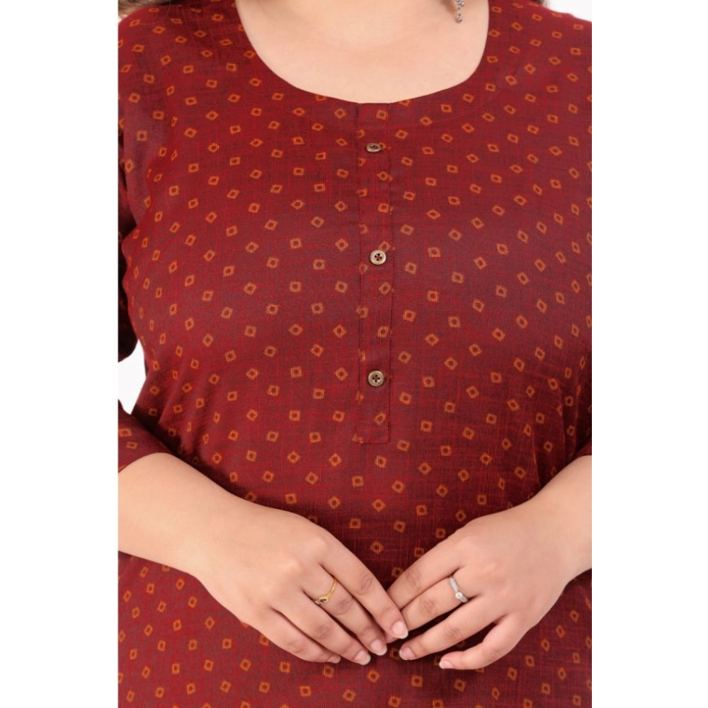 Amfyn Women's Office wear Bandhni Printed Capsule Straight Kurti (Maroon)