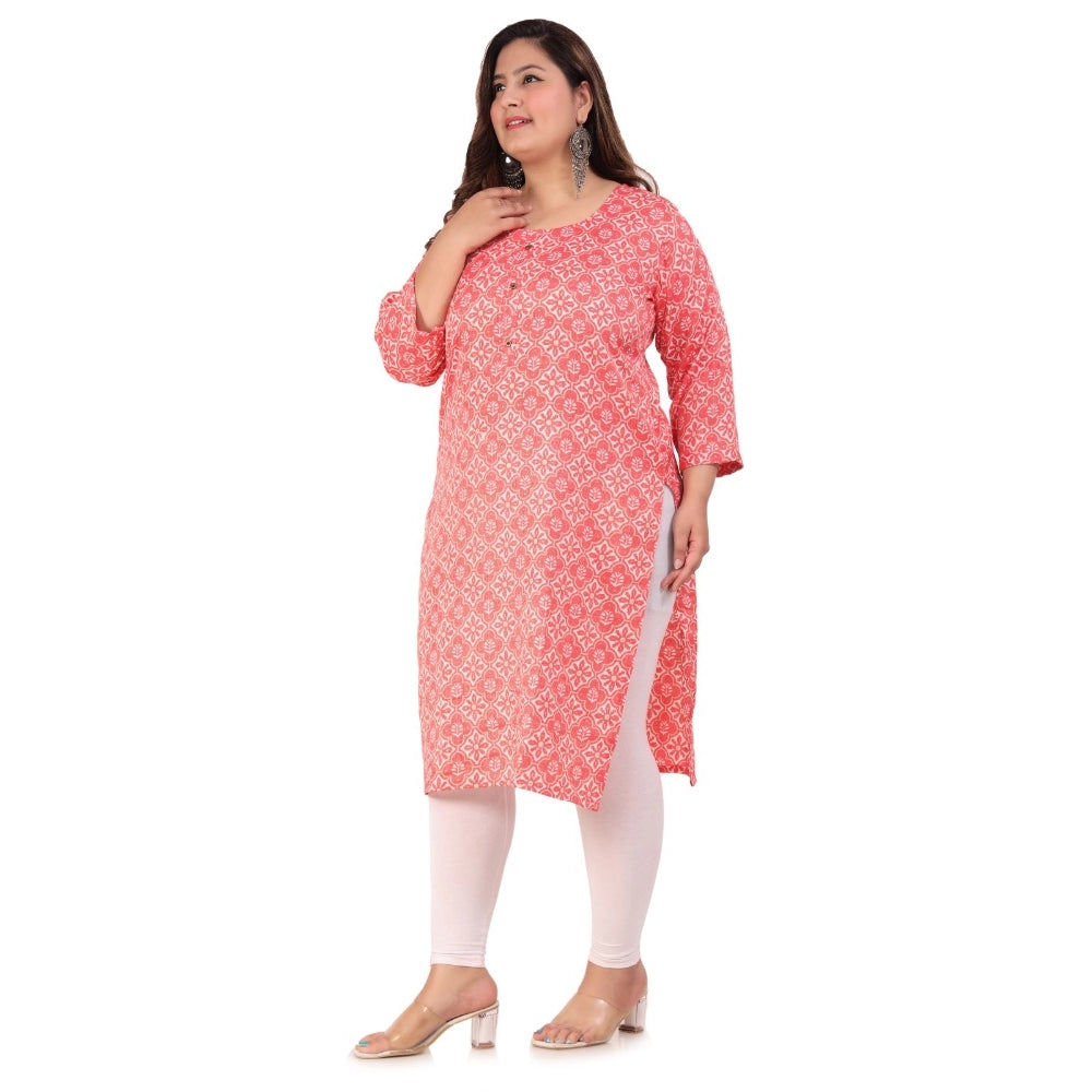 Amfyn Women's Office wear Designer Printed Capsule Straight Kurti (Pink)