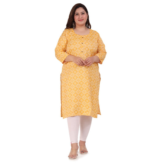Amfyn Women's Office wear Designer Printed Capsule Straight Kurti (Yellow)