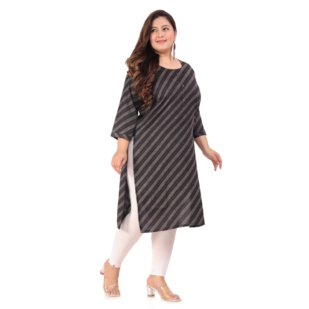 Amfyn Women's Office wear Stripe Capsule Straight Kurti (Black)
