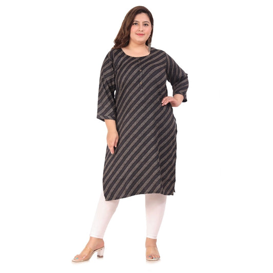 Amfyn Women's Office wear Stripe Capsule Straight Kurti (Black)