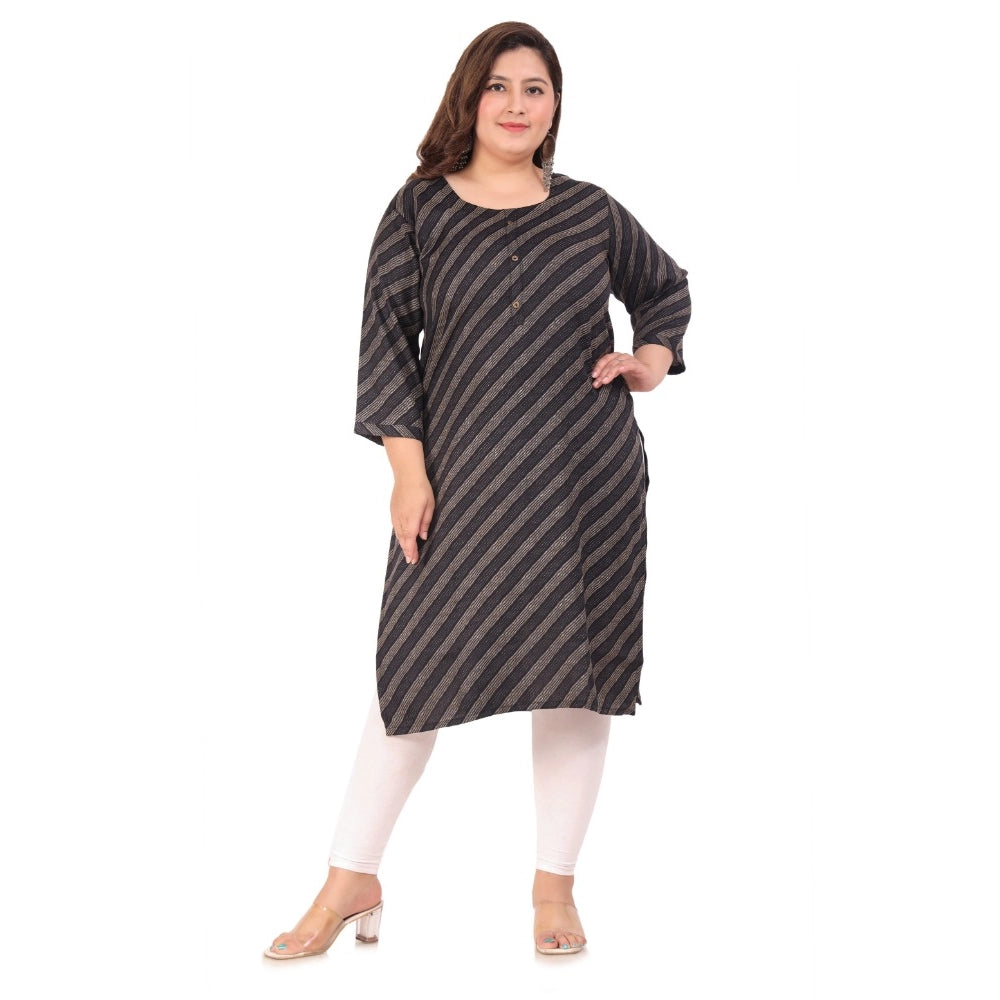 Amfyn Women's Office wear Stripe Capsule Straight Kurti (Black)