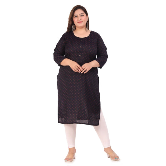 Amfyn Women's Office wear Bandhini Printed Capsule Straight Kurti (Navy Blue)