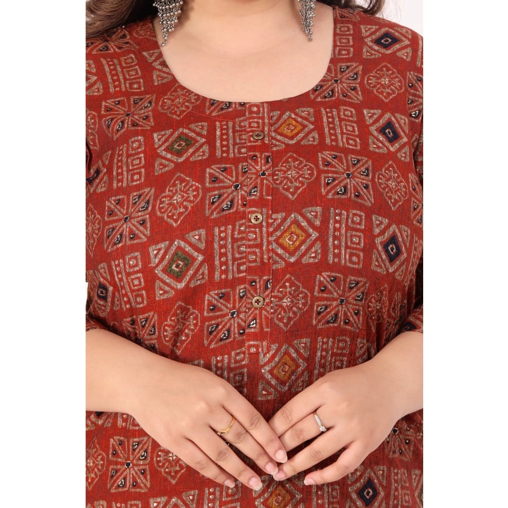 Amfyn Women's Office wear Designer Printed Capsule Straight Kurti (Maroon)