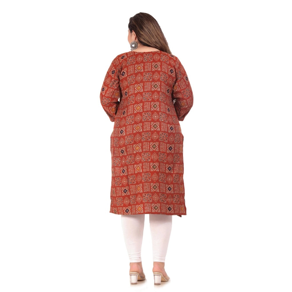 Amfyn Women's Office wear Designer Printed Capsule Straight Kurti (Maroon)