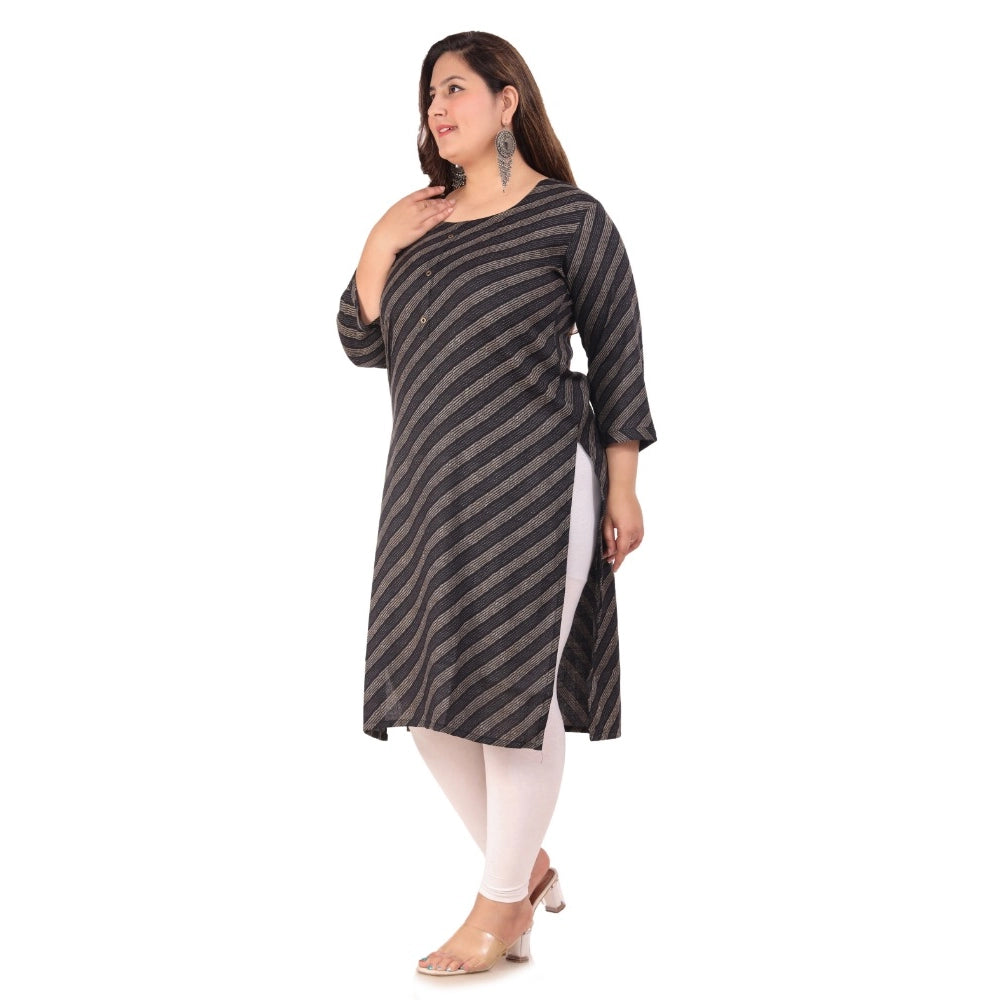 Amfyn Women's Office wear Stripe Capsule Straight Kurti (Black)
