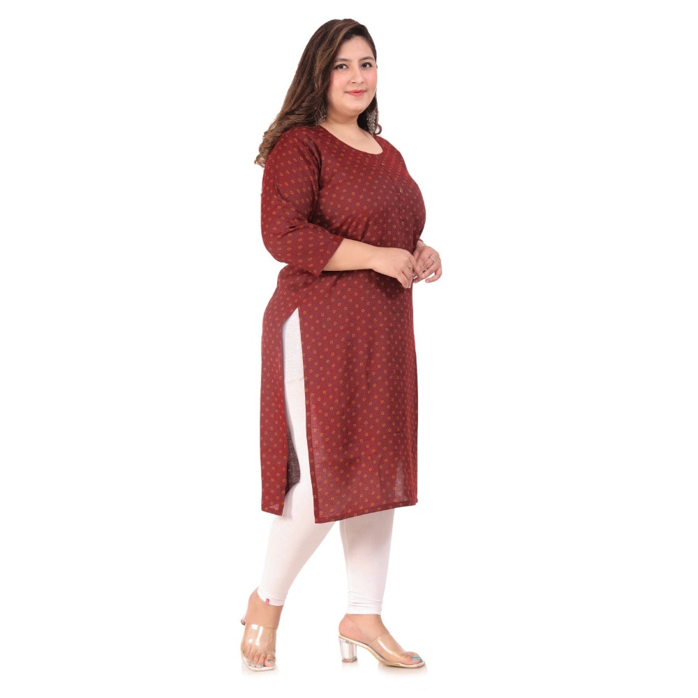Amfyn Women's Office wear Bandhni Printed Capsule Straight Kurti (Maroon)