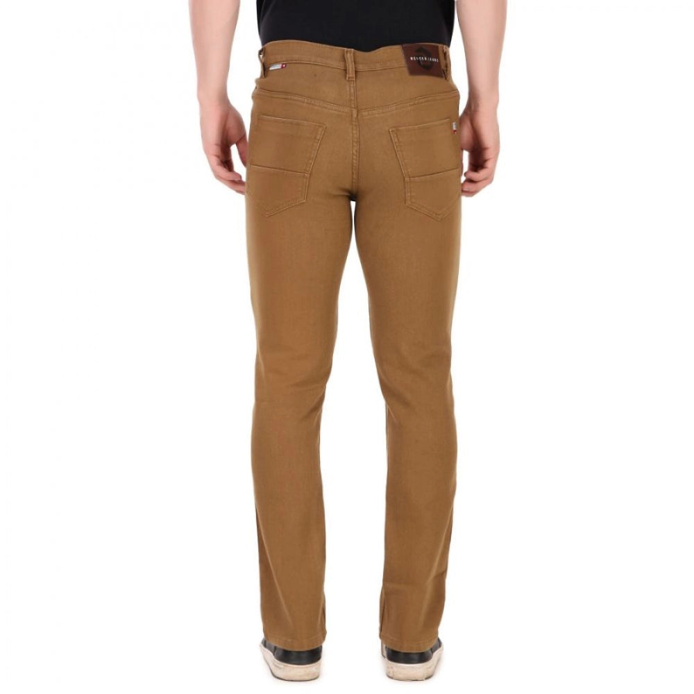 Amfyn Men's Straight Fit Denim High Rise Bootcut Stretchable Jeans (Khaki)