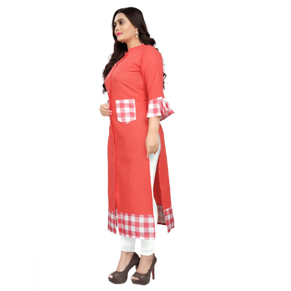 Amfyn Women's Cotton Digital Printed Straight Kurti (Peach)