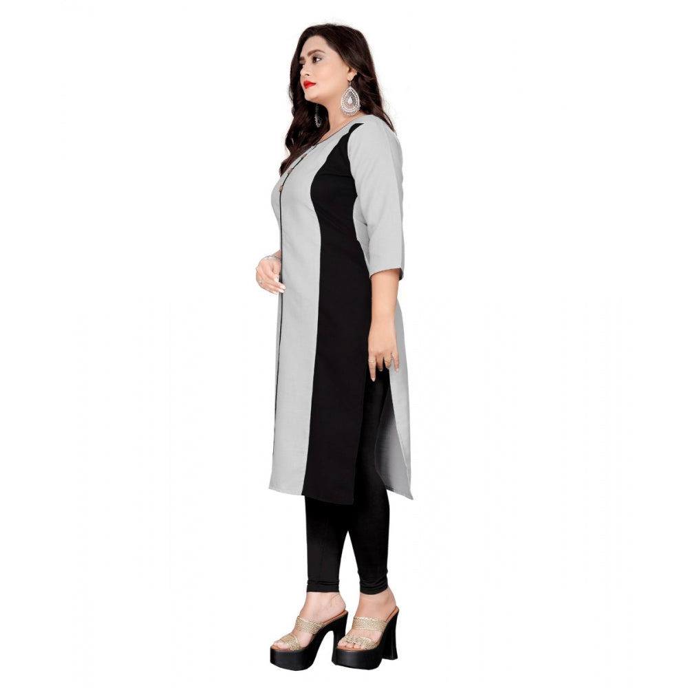 Amfyn Women's Cotton Solid Straight Kurti (Light Blue)