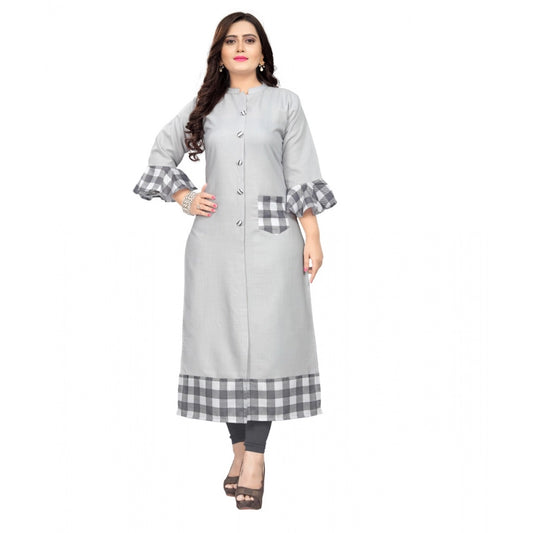 Amfyn Women's Cotton Digital Printed Straight Kurti (Ligth Grey)