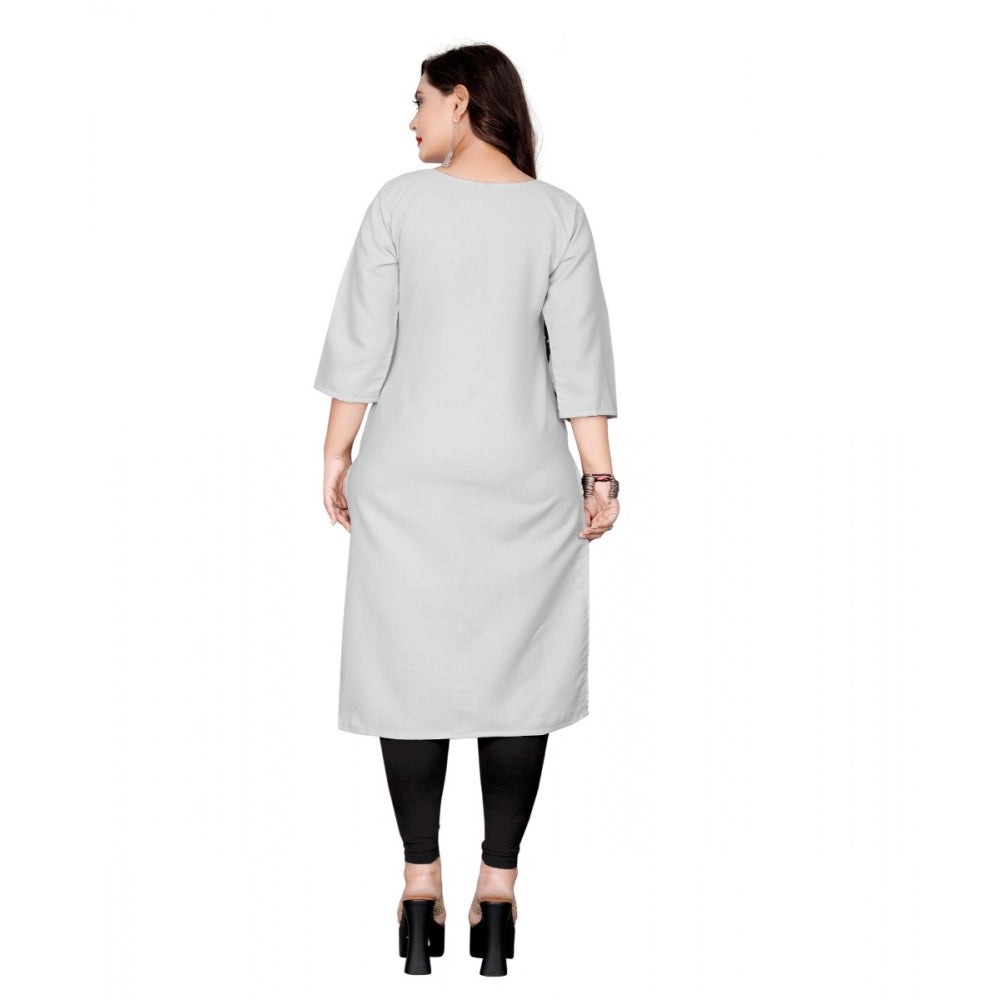 Amfyn Women's Cotton Solid Straight Kurti (Light Blue)
