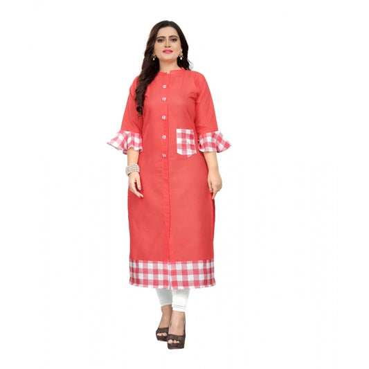 Amfyn Women's Cotton Digital Printed Straight Kurti (Peach)