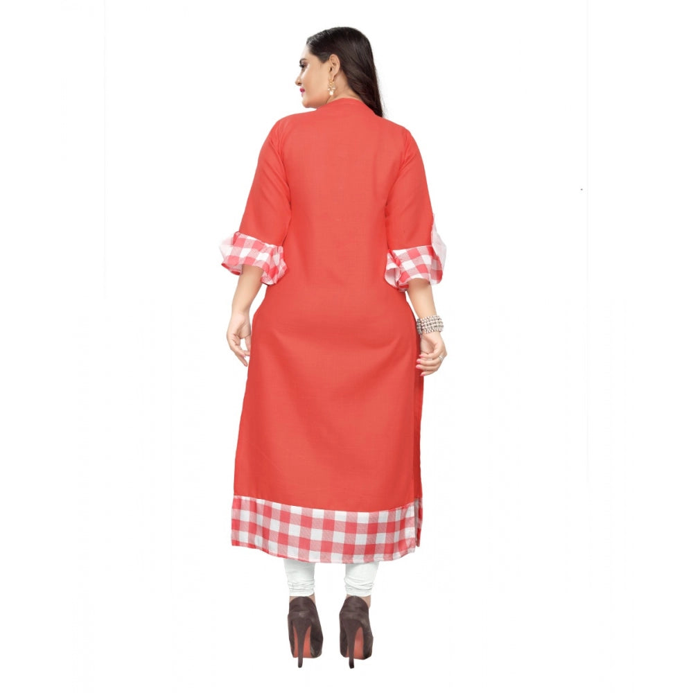 Amfyn Women's Cotton Digital Printed Straight Kurti (Peach)
