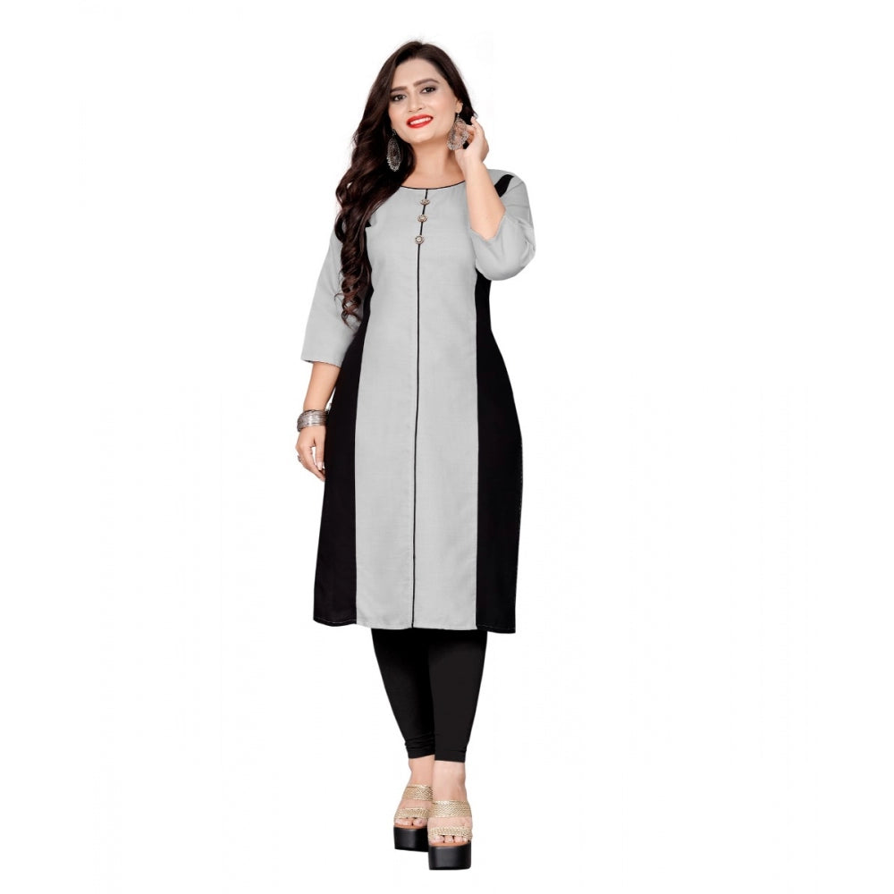 Amfyn Women's Cotton Solid Straight Kurti (Light Blue)