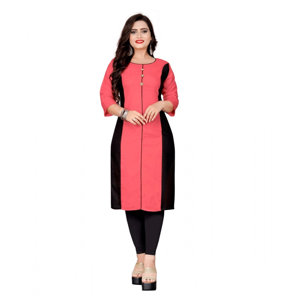 Amfyn Women's Cotton Solid Straight Kurti (Peach)