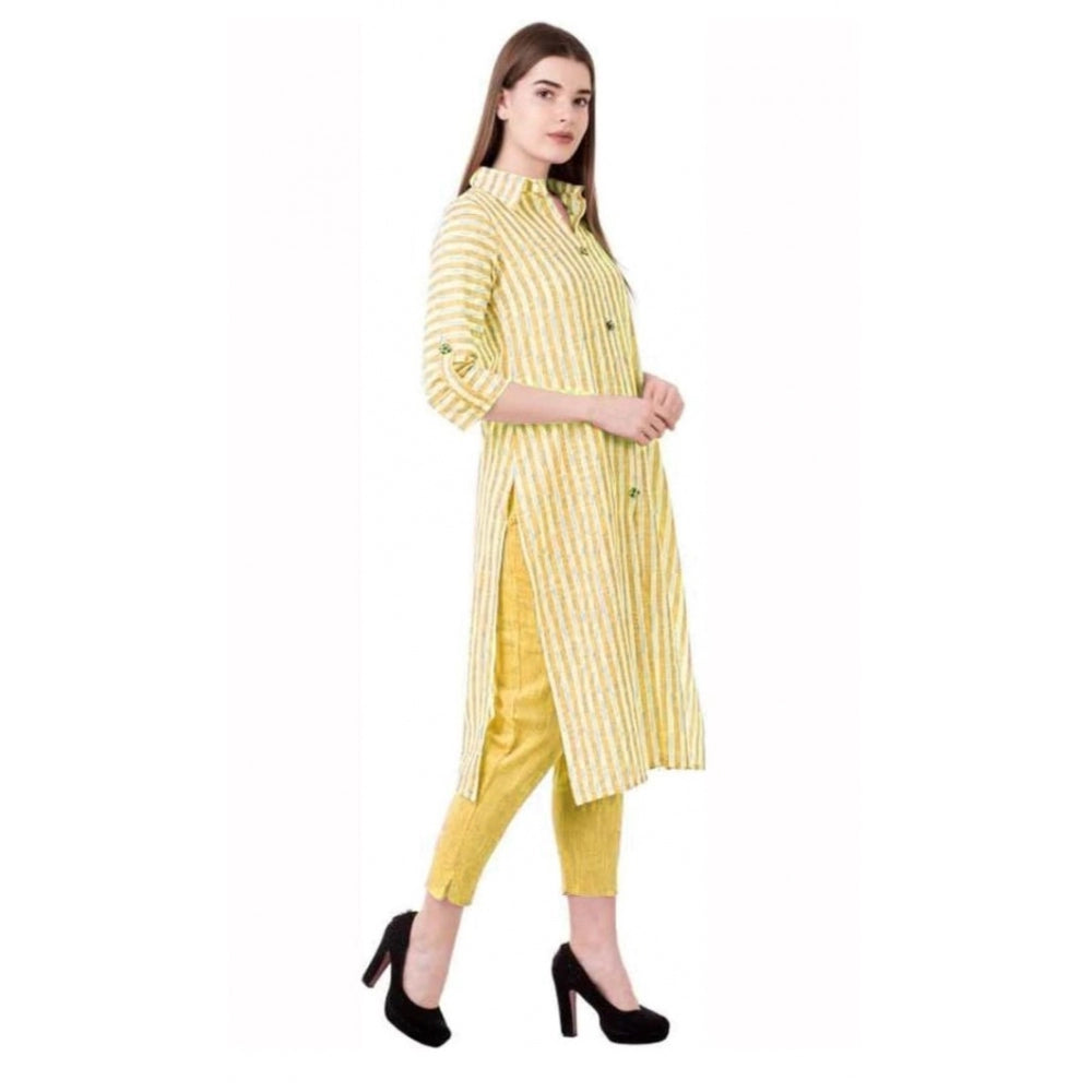 Amfyn Women's Printed Kurti With Bottom Set (Yellow)