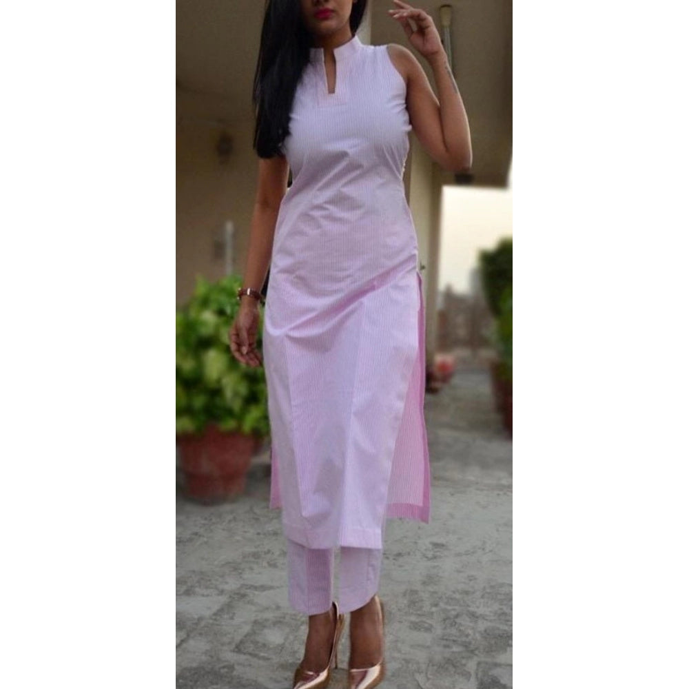 Amfyn Women's Printed Kurti With Bottom Set (Pink)