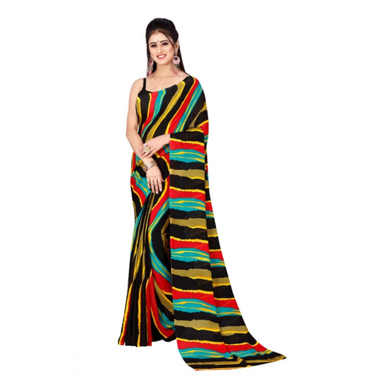 Amfyn Women's Poly Georgette Printed Saree Without Blouse (Multi Color)