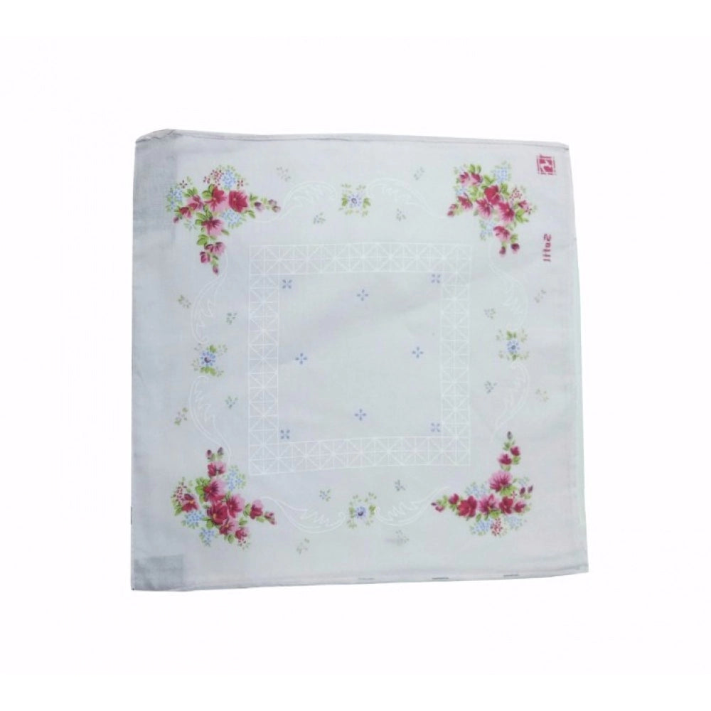 Amfyn Pack Of_6 Desinger Flower Medium Size Handkerchiefs (Color: Assorted)