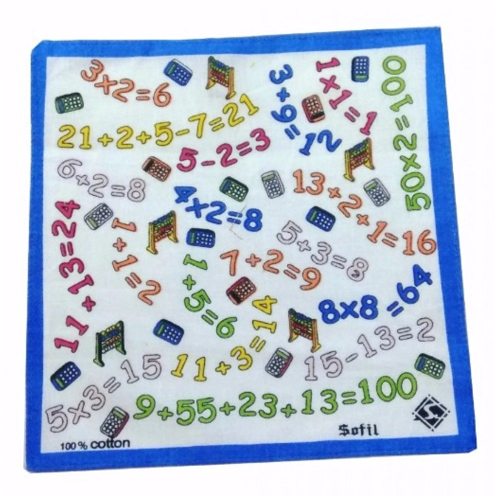 Amfyn Pack Of_8 Numeric Small Size Handkerchiefs (Color: Assorted)