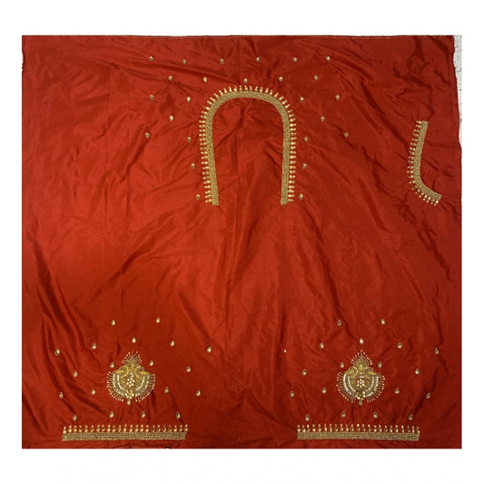 Amfyn Women's Cotton Silk Self Design Unstitched Blouse Piece (Red, 80-100 cm)